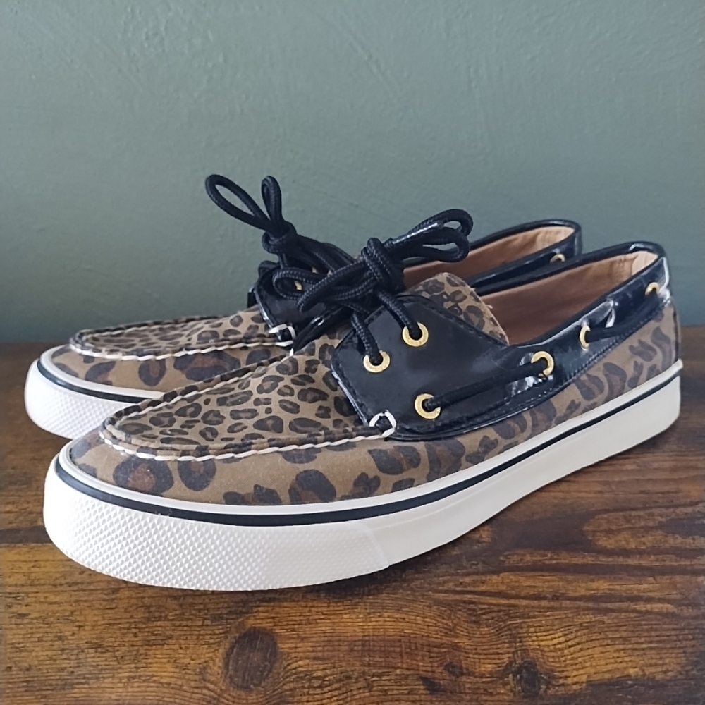 Sperry Leopard Print Flats with Black Accents